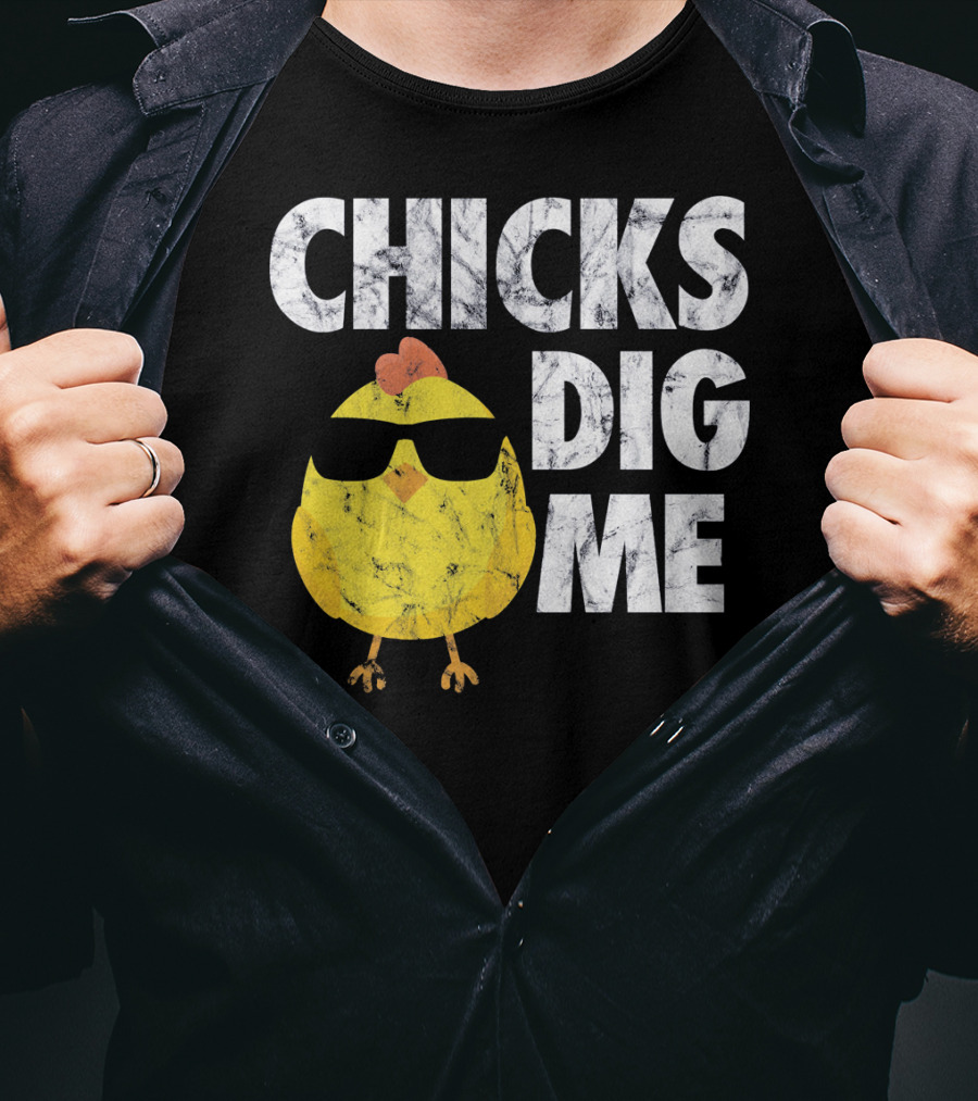 Kids Cute Easter Chicks Dig Me Sunglasses Chicken T-Shirt