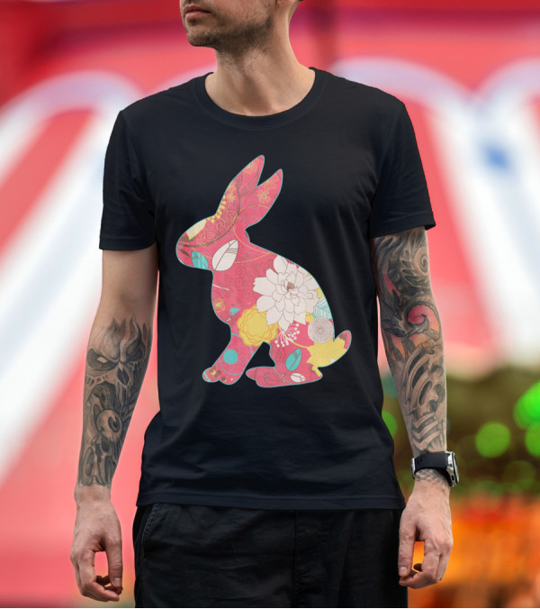 Premium T-Shirt: Retro Easter Bunny Vintage Floral T-Shirt Retro Easter Bunny Vintage Floral T-Shirt