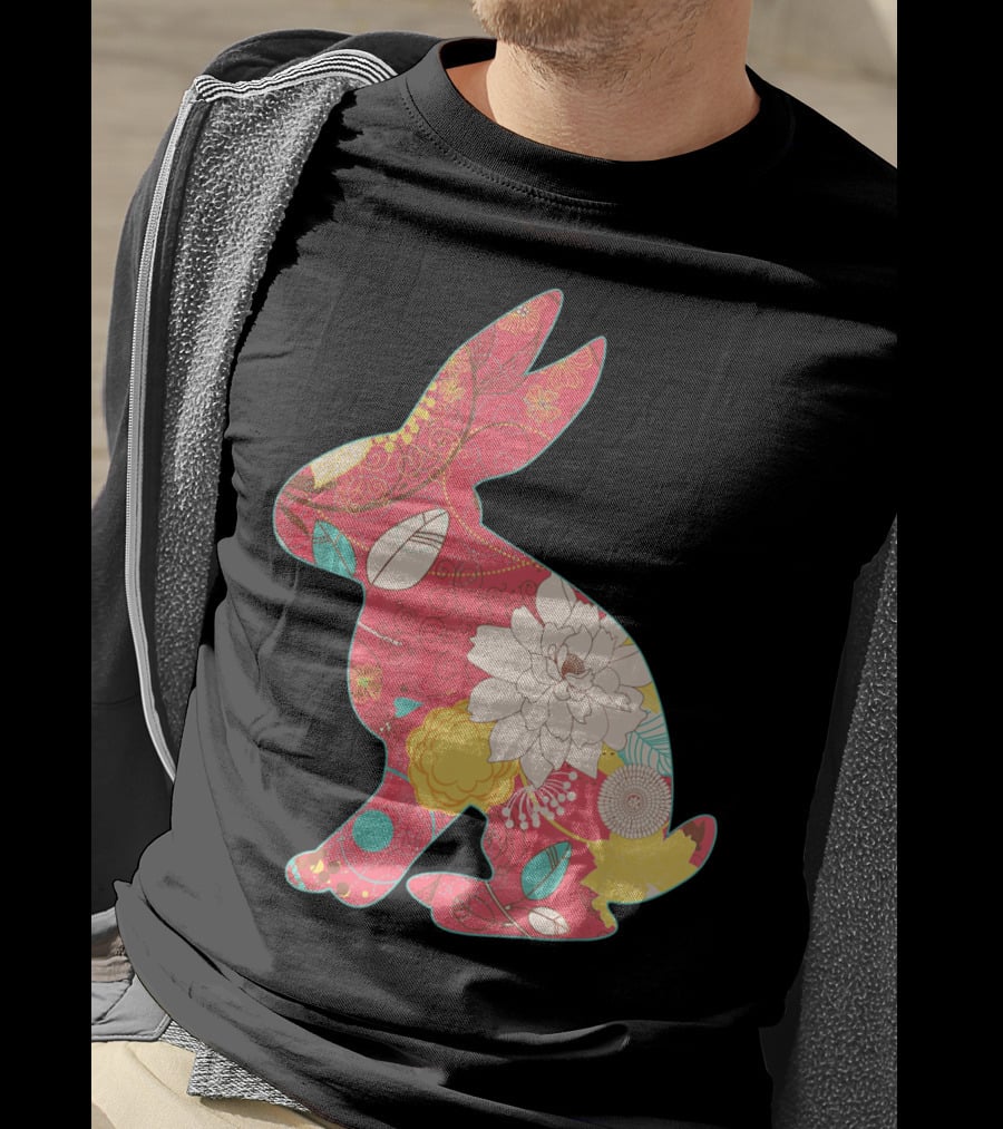Retro Easter Bunny Vintage Floral T-Shirt