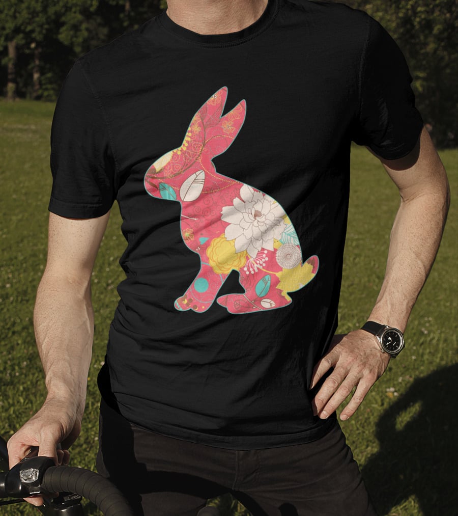 Retro Easter Bunny Vintage Floral T-Shirt