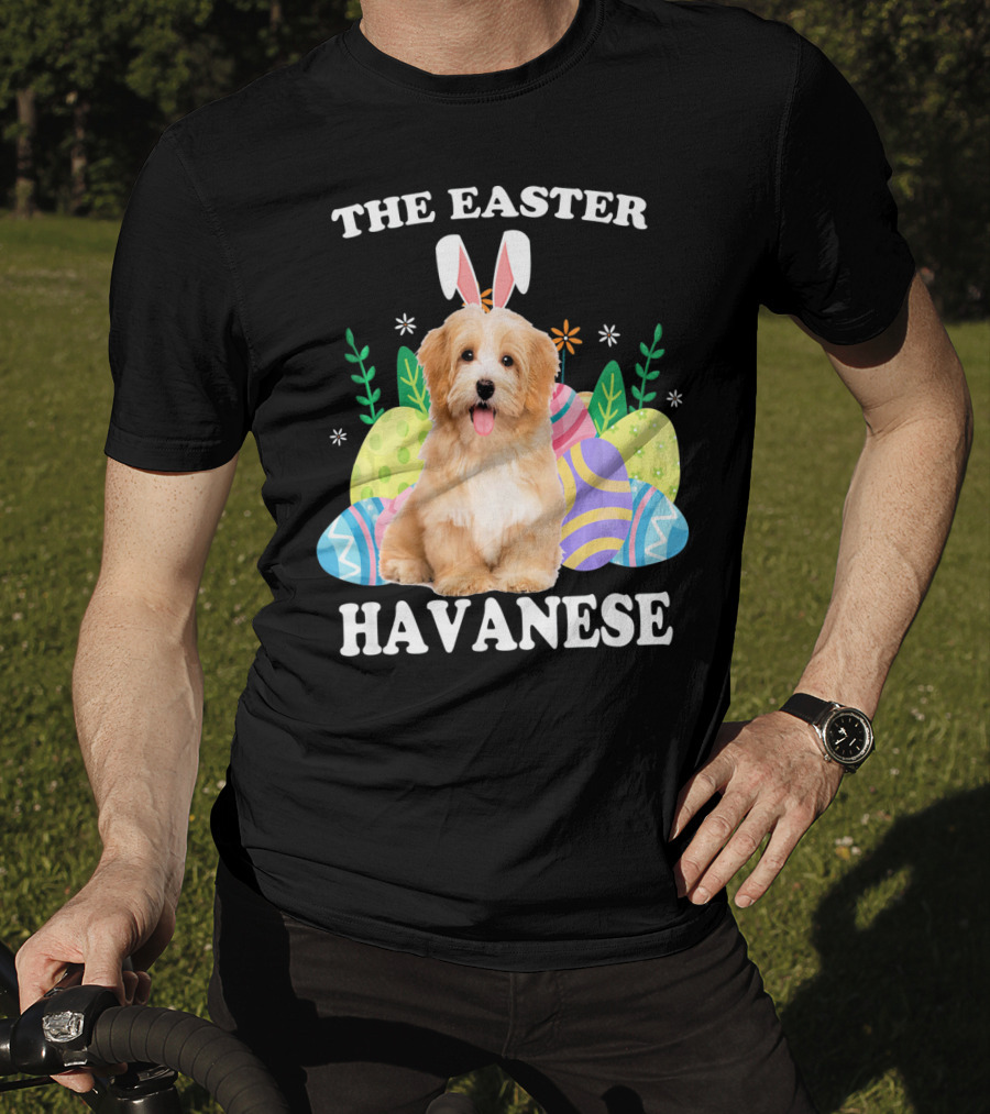 The Easter Havanese Bunny Dog With Colorful Eggs T-Shirt