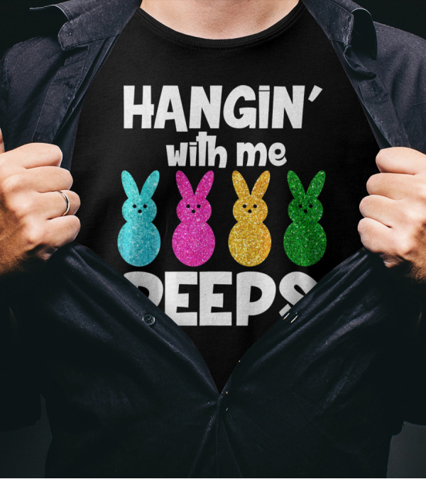 Hanging With My Peeps Glittery Colorful Bunnies T-Shirt