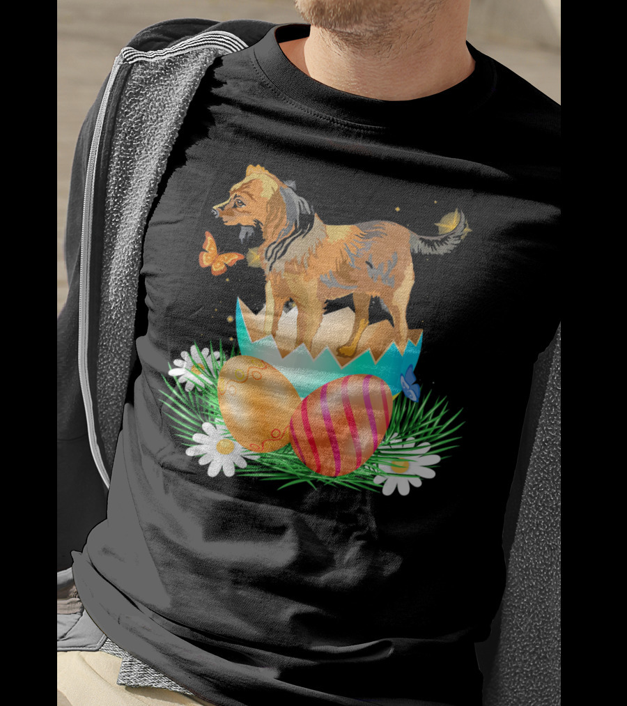 Easter Day Russian Toy With Bunny And Eggs On Grass With Flowers And Butterflies T-Shirt