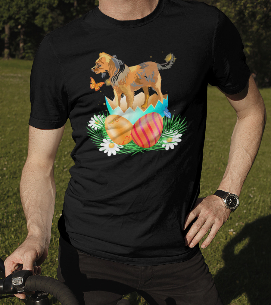Easter Day Russian Toy With Bunny And Eggs On Grass With Flowers And Butterflies T-Shirt