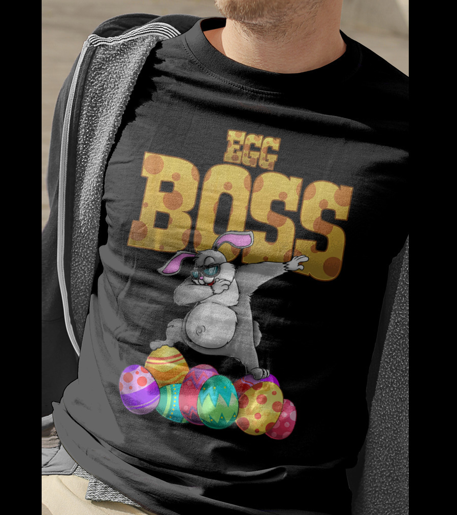 Egg Boss Cute Dabbing Easter Bunny With Colorful Eggs T-Shirt