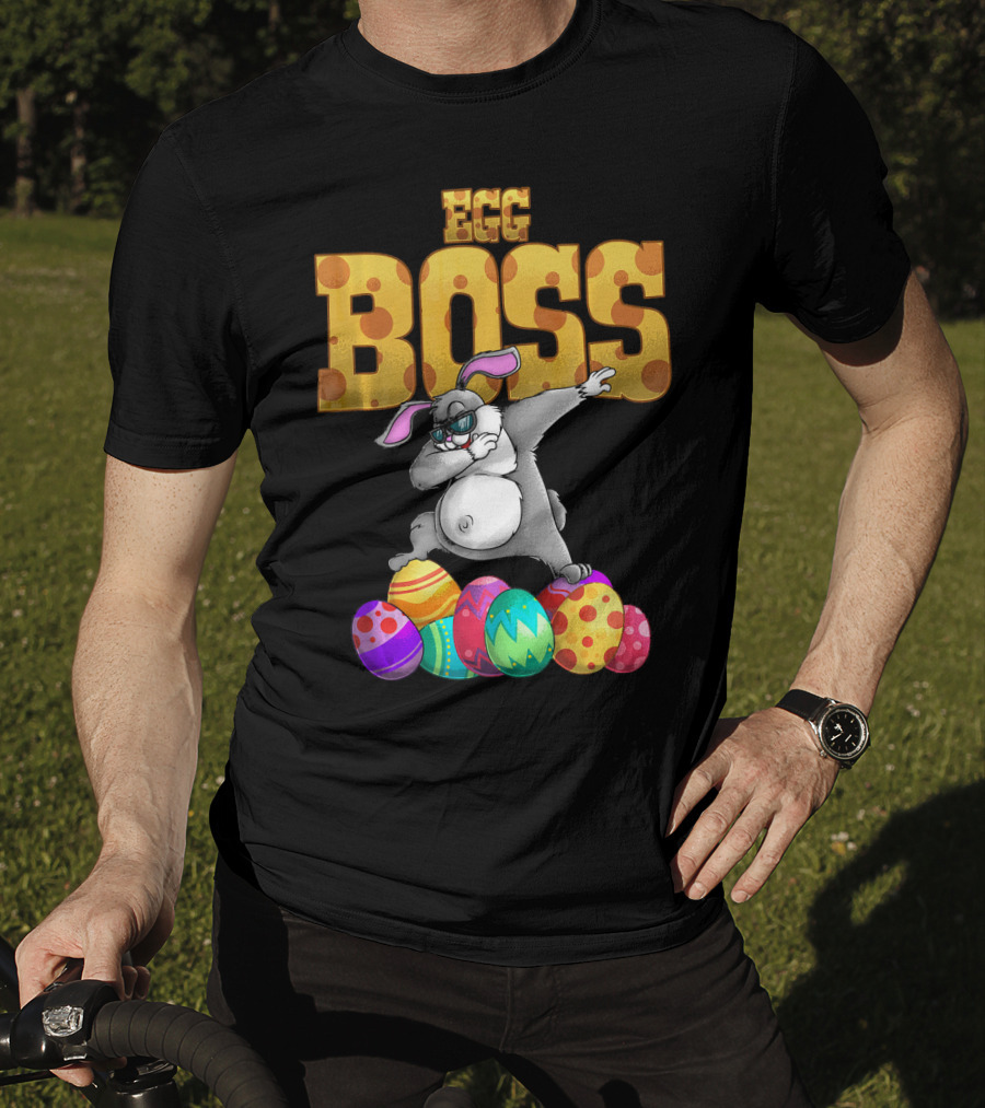 Egg Boss Cute Dabbing Easter Bunny With Colorful Eggs T-Shirt