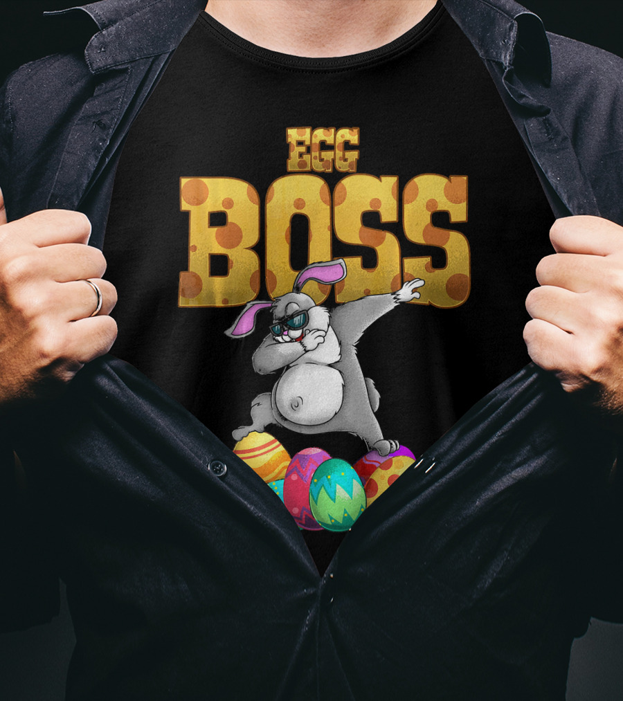 Egg Boss Cute Dabbing Easter Bunny With Colorful Eggs T-Shirt