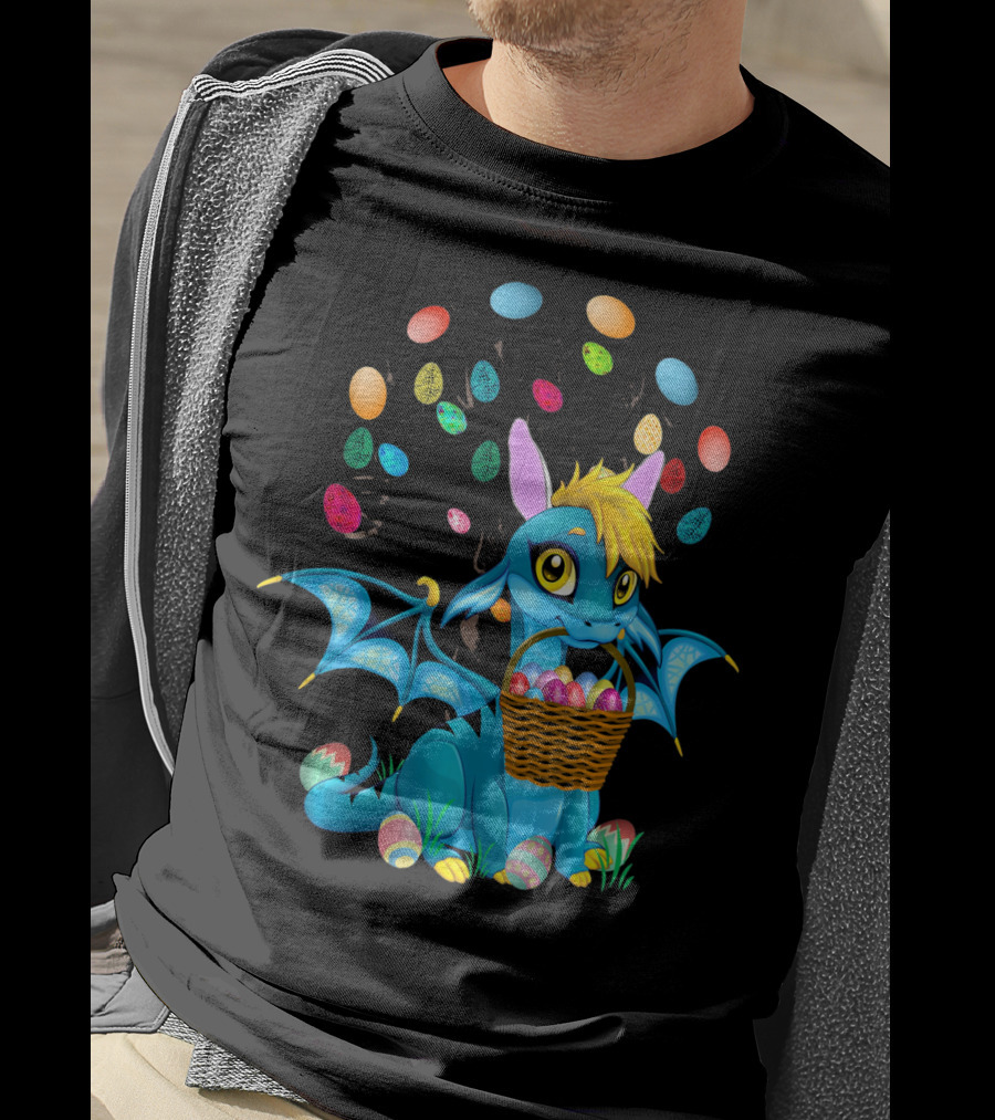Dragon Bunny With Colorful Easter Egg Basket T-Shirt
