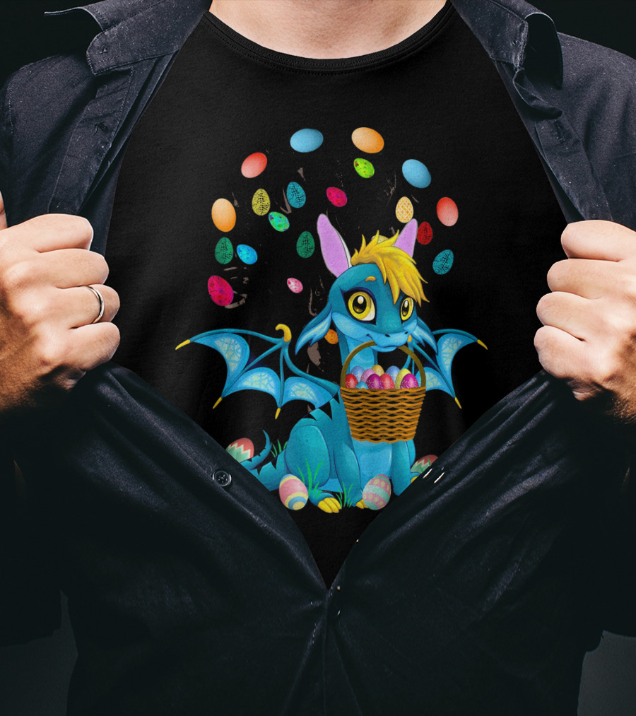 Dragon Bunny With Colorful Easter Egg Basket T-Shirt