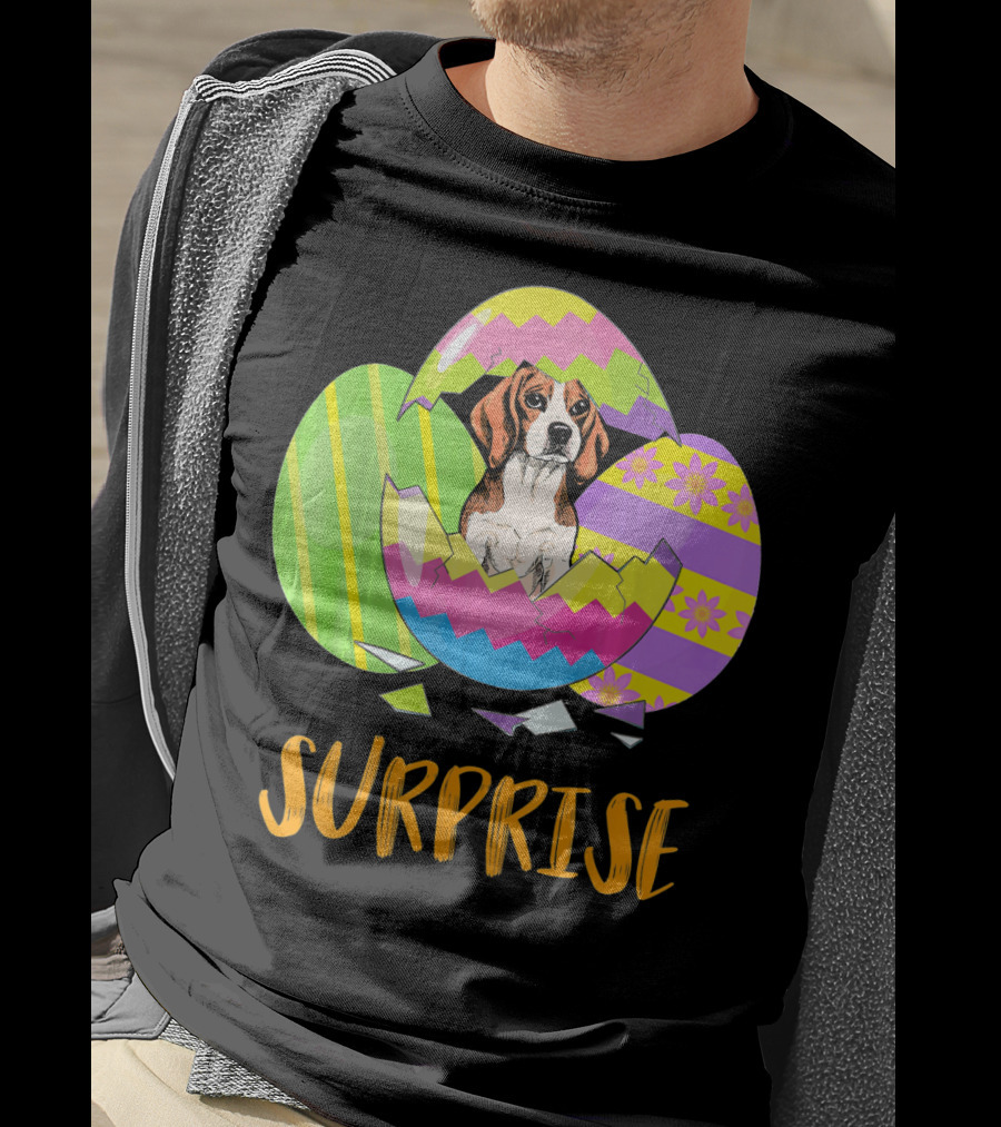 Surprise Beagle Bunny Funny Easter T-Shirt