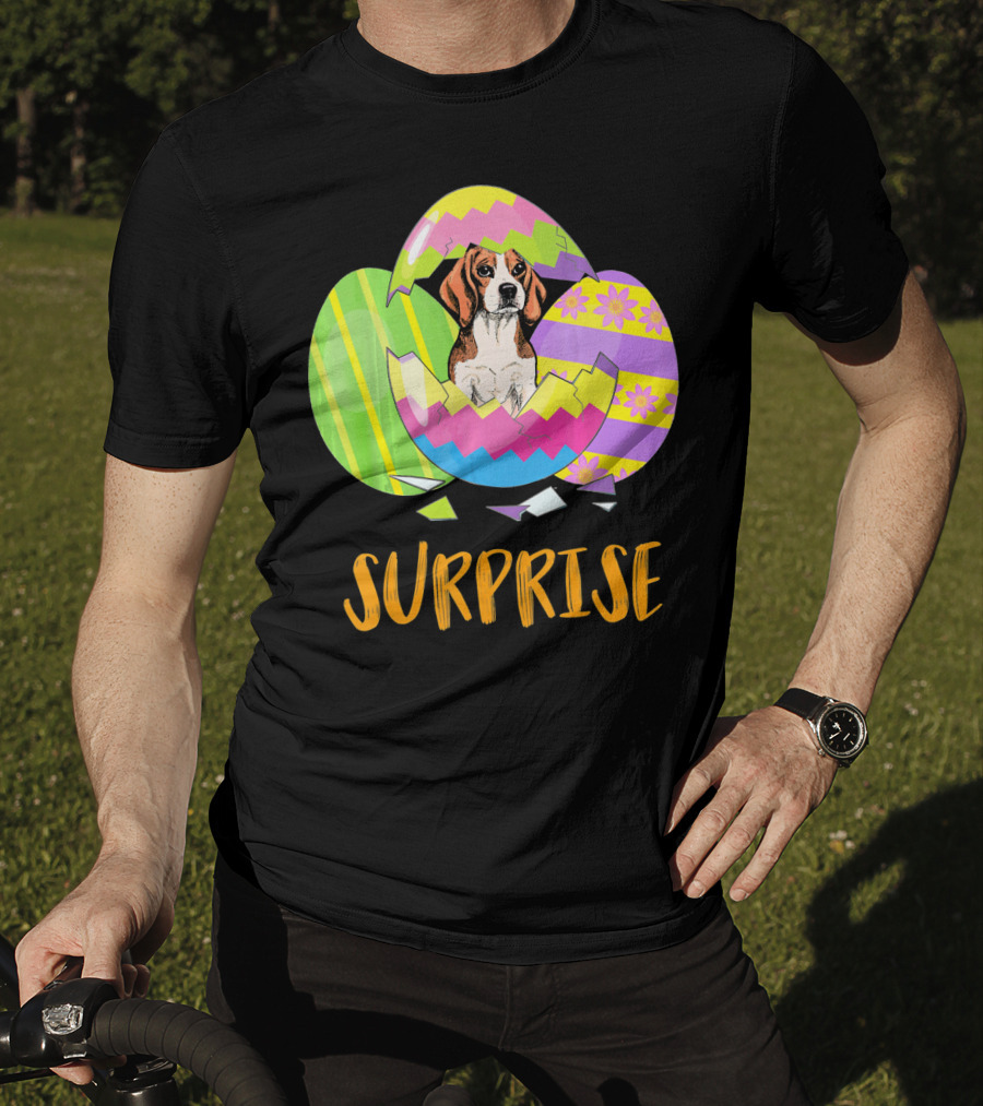 Surprise Beagle Bunny Funny Easter T-Shirt