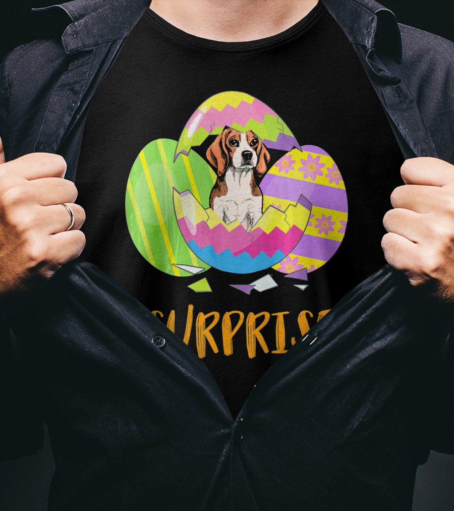 Surprise Beagle Bunny Funny Easter T-Shirt