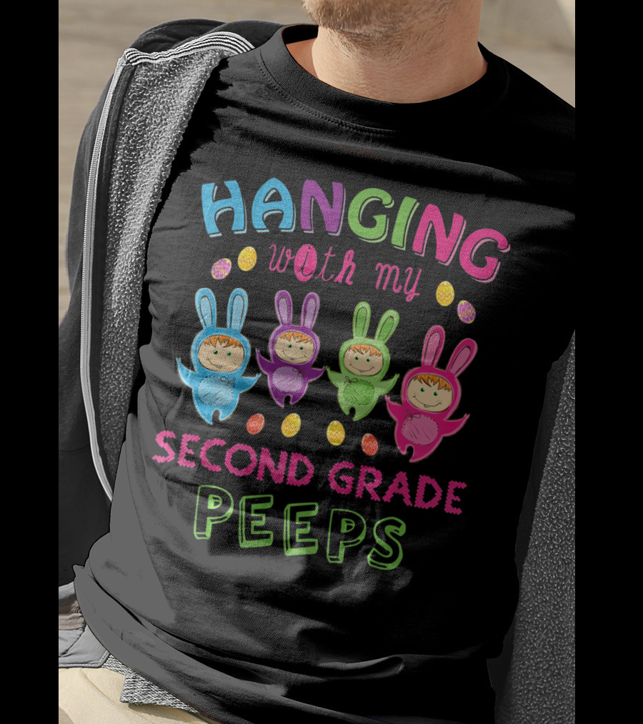Hanging With My Second Grade Peeps Cute Bunny Kids T-Shirt