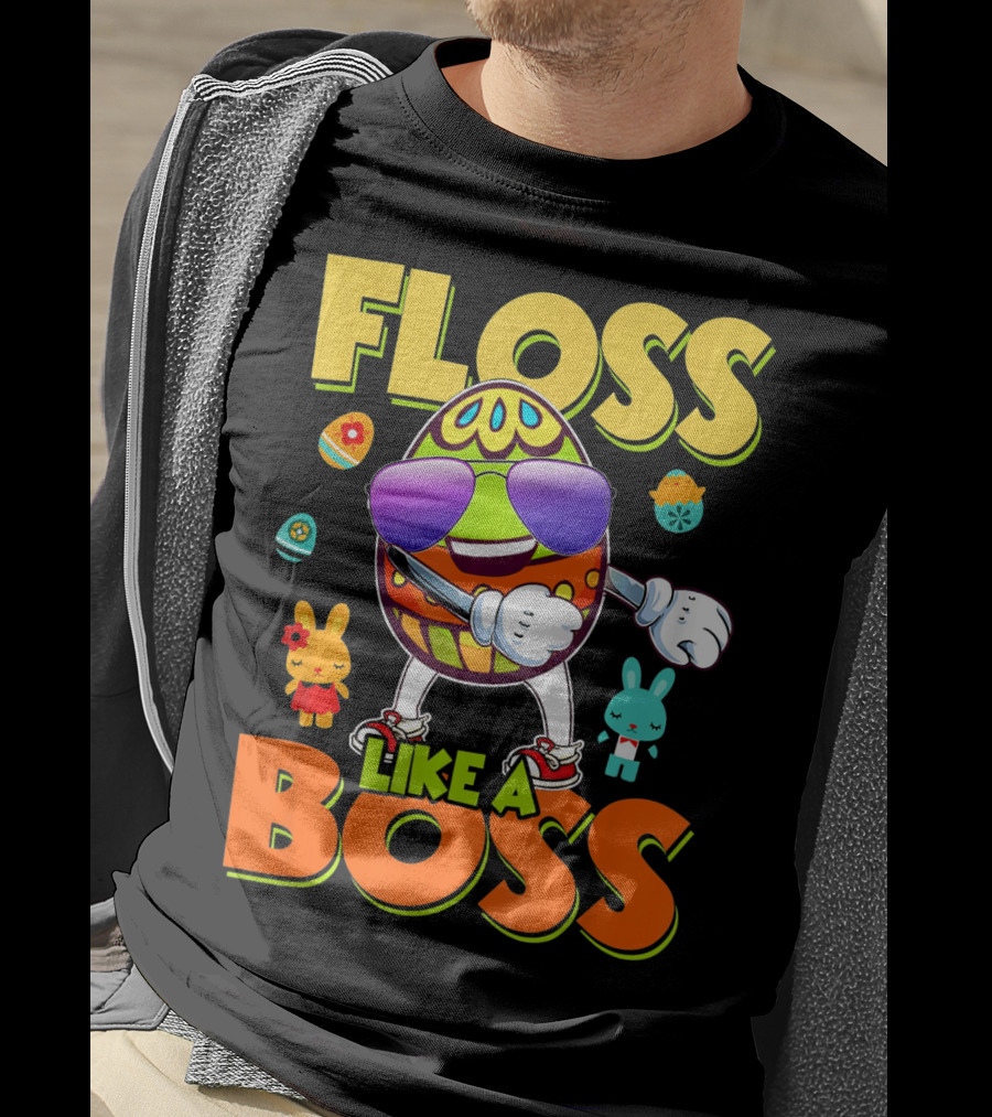 Floss Like A Boss Easter Egg With Kids And Bunnies T-Shirt