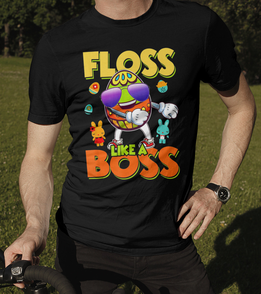 Floss Like A Boss Easter Egg With Kids And Bunnies T-Shirt