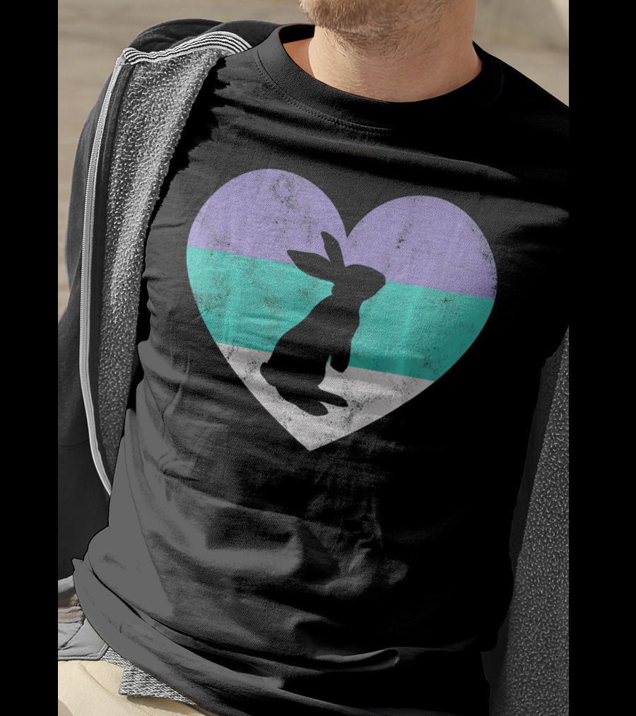 Rabbit Heart With Pride Flag Colors T-Shirt