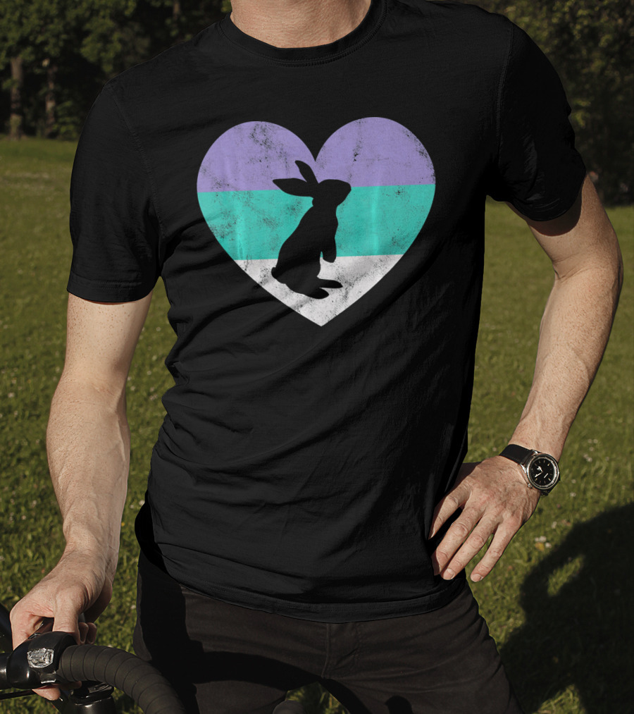 Rabbit Heart With Pride Flag Colors T-Shirt