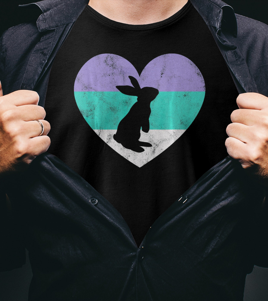 Rabbit Heart With Pride Flag Colors T-Shirt