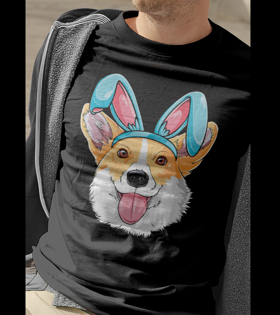 Easter Bunny Ears Corgi Dog T-Shirt