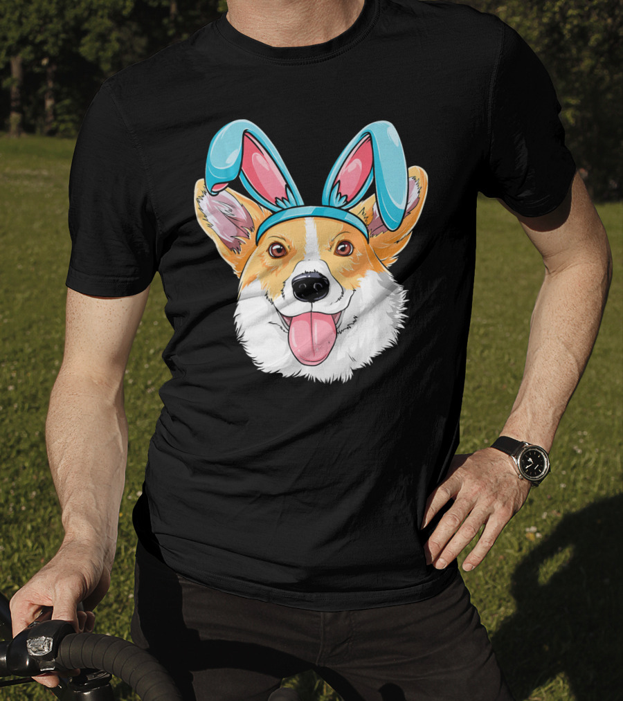 Easter Bunny Ears Corgi Dog T-Shirt