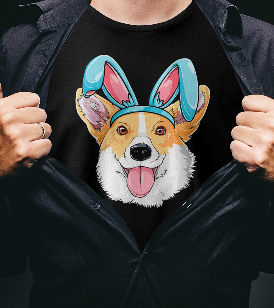 Easter Bunny Ears Corgi Dog T-Shirt