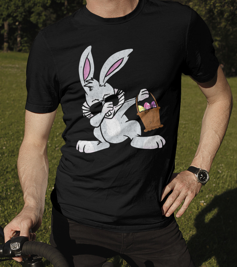 Dabbing Easter Bunny With Sunglasses And Basket Of Colorful Eggs T-Shirt