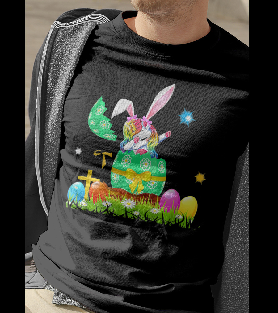 Unicorn Bunny Easter Egg Starry Spring T-Shirt