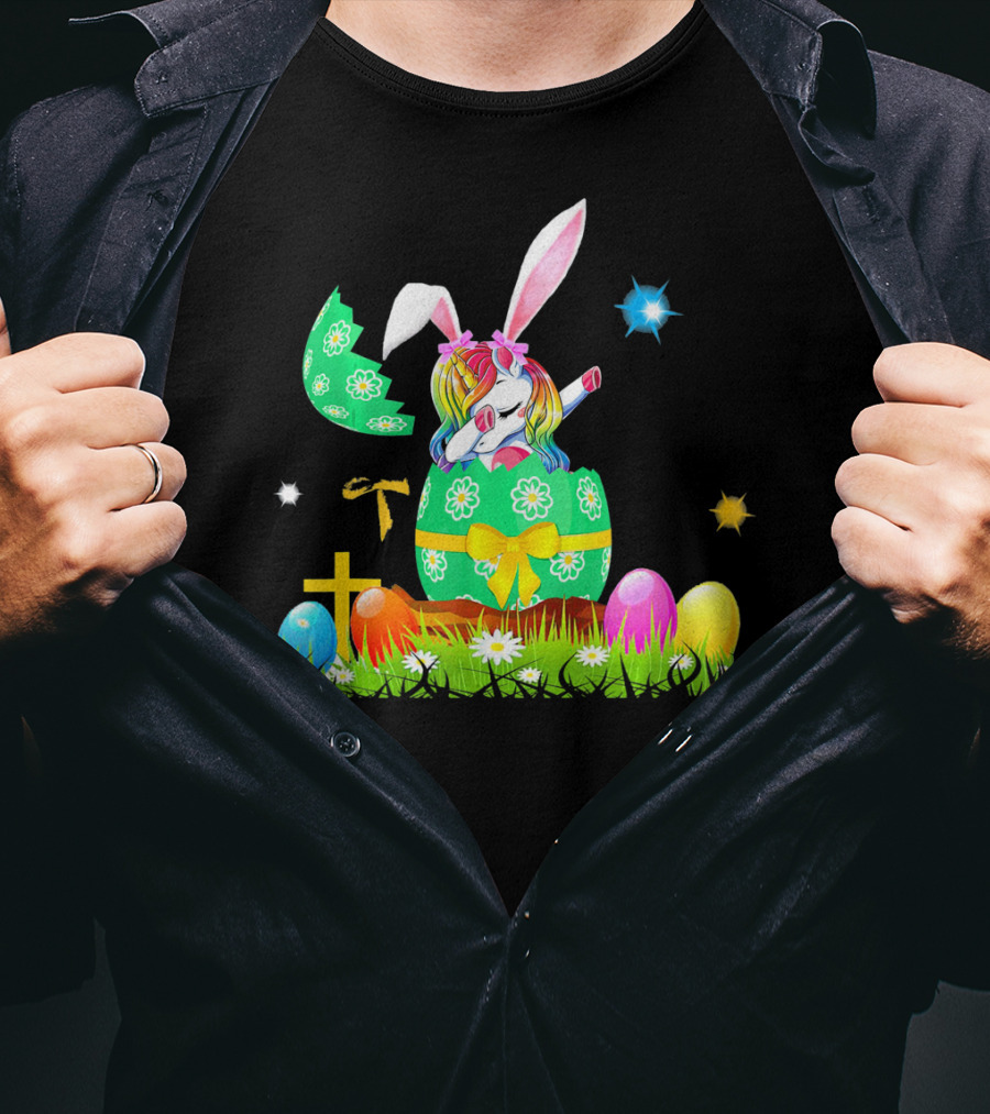 Unicorn Bunny Easter Egg Starry Spring T-Shirt