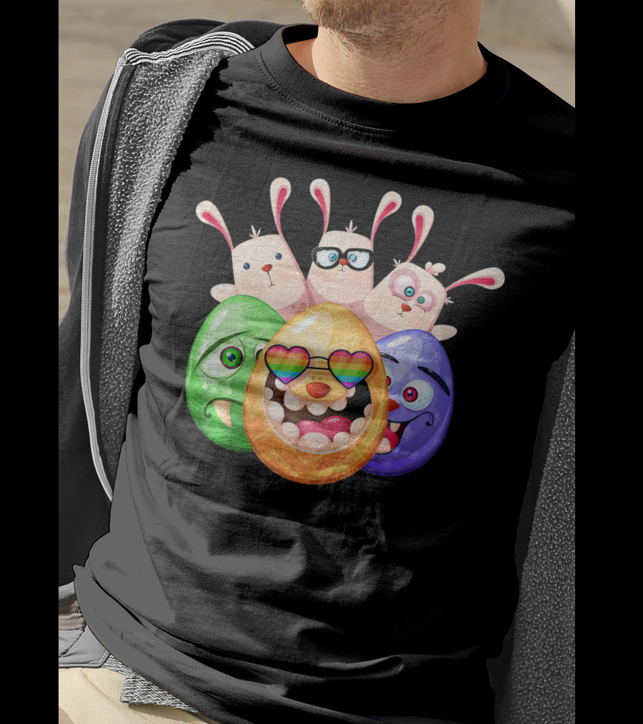 Three Easter Emoji Eggs With Funny Bunny Rabbits T-Shirt