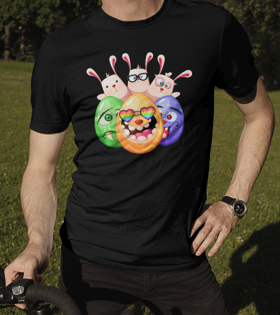 Three Easter Emoji Eggs With Funny Bunny Rabbits T-Shirt