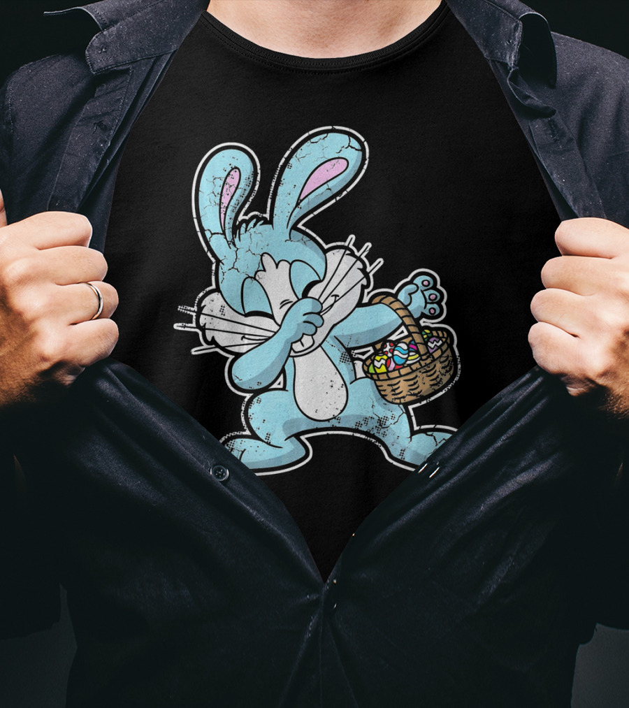 Dabbing Easter Bunny With Basket Of Eggs T-Shirt