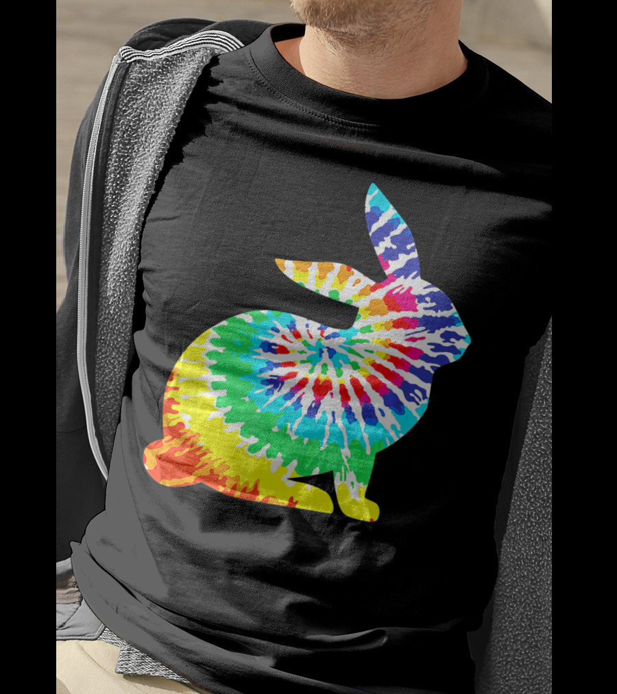Tie Dye Rabbit Colorful Spiral Tie Dyed T-Shirt