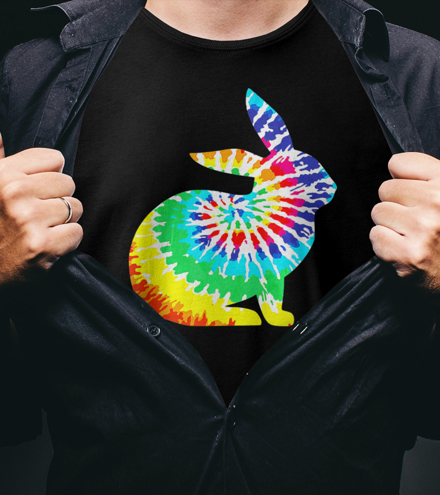 Tie Dye Rabbit Colorful Spiral Tie Dyed T-Shirt