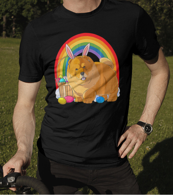 Easter Eggs Chow Chow Bunny Rabbit Dog Rainbow T-Shirt