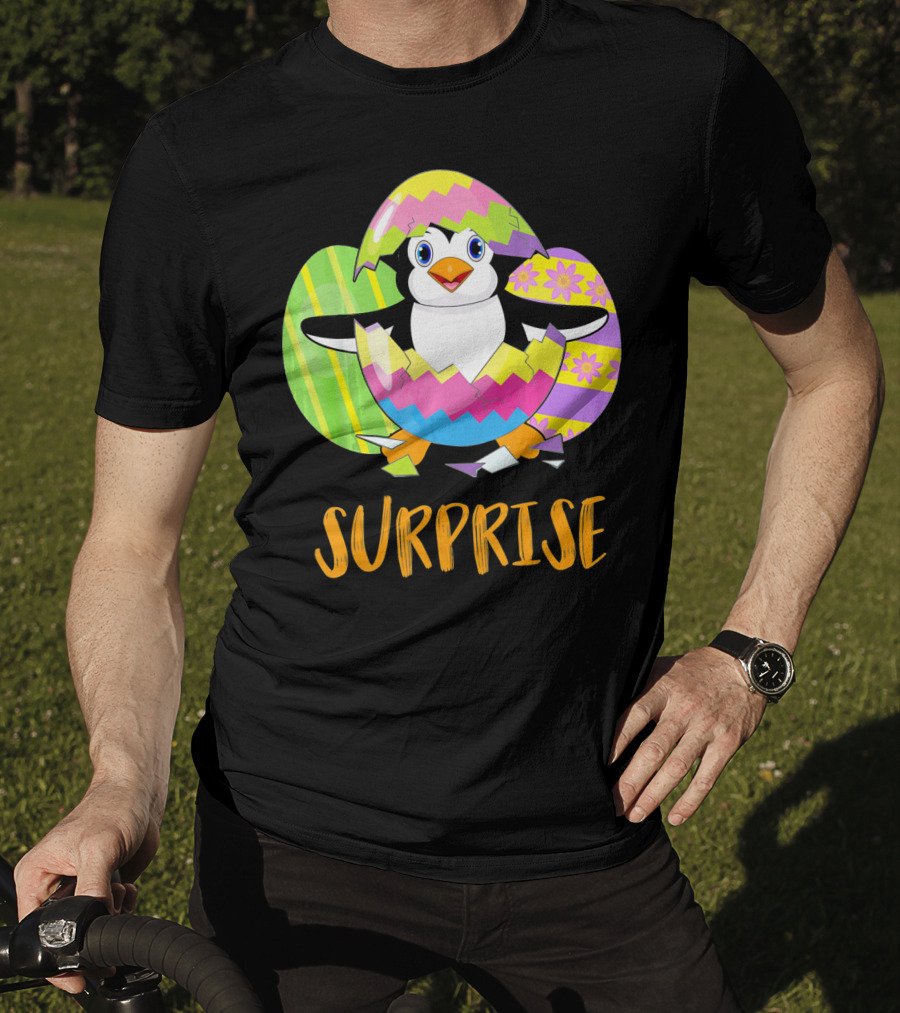 Surprise Cute Penguin Bunny Funny Easter T-Shirt