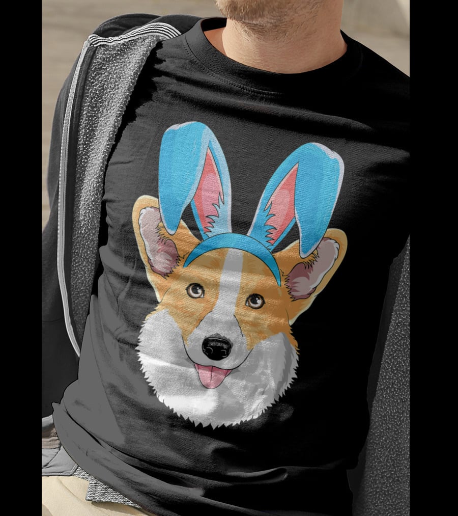 Easter Bunny Corgi Dog With Bunny Ears T-Shirt