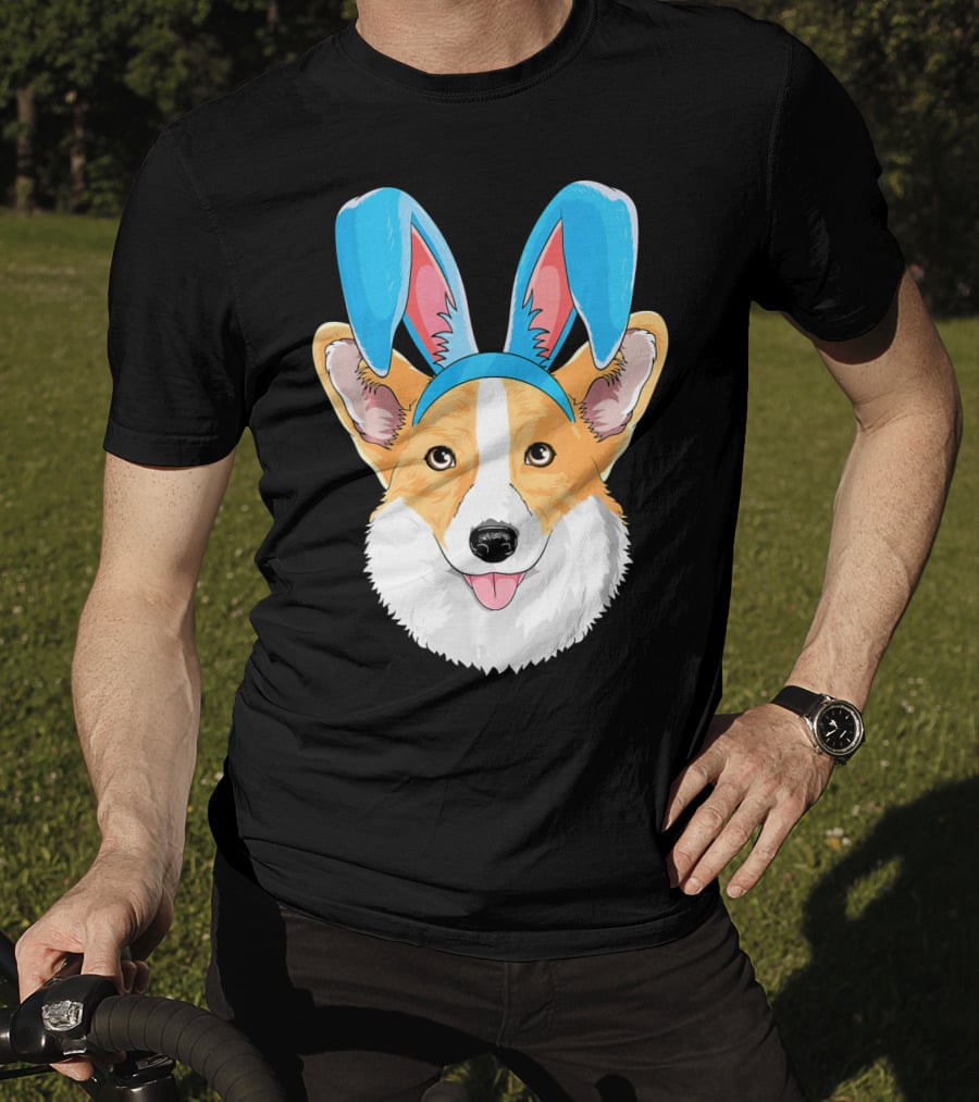 Easter Bunny Corgi Dog With Bunny Ears T-Shirt