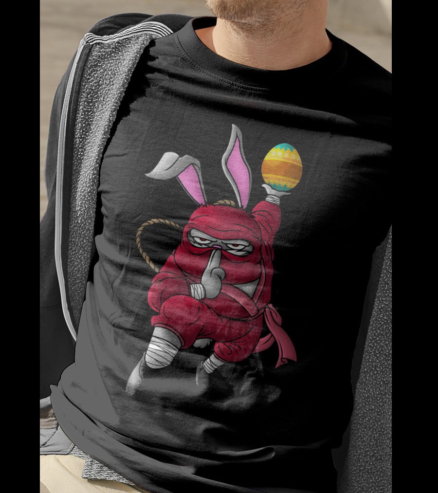 Easter Bunny Ninja With Cute Little Egg T-Shirt