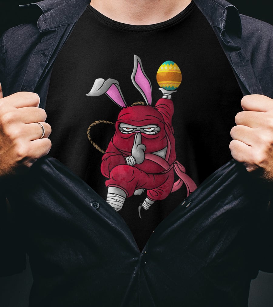 Easter Bunny Ninja With Cute Little Egg T-Shirt