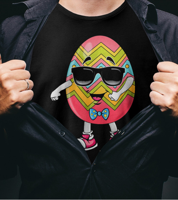 Floss Like A Boss Easter Egg Dance With Sunglasses And Bow Tie T-Shirt