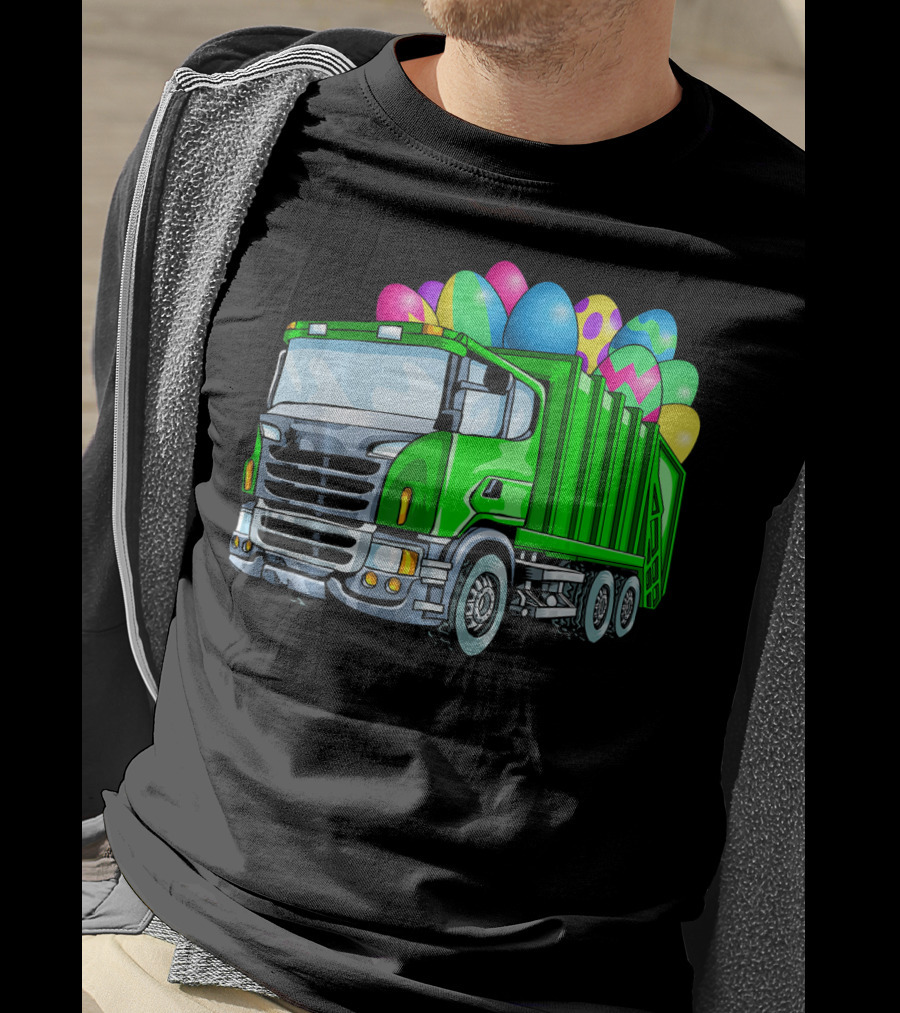 Easter Garbage Truck Men Kids Bo Easter Egg Hauler T-Shirt