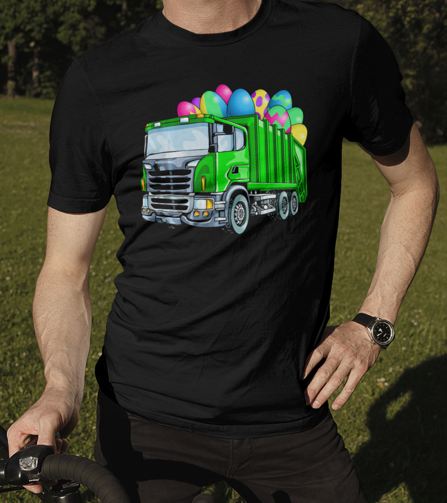 Easter Garbage Truck Men Kids Bo Easter Egg Hauler T-Shirt
