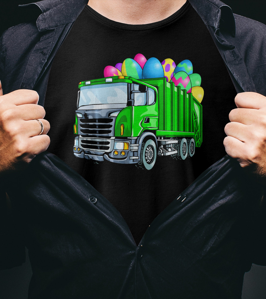 Easter Garbage Truck Men Kids Bo Easter Egg Hauler T-Shirt