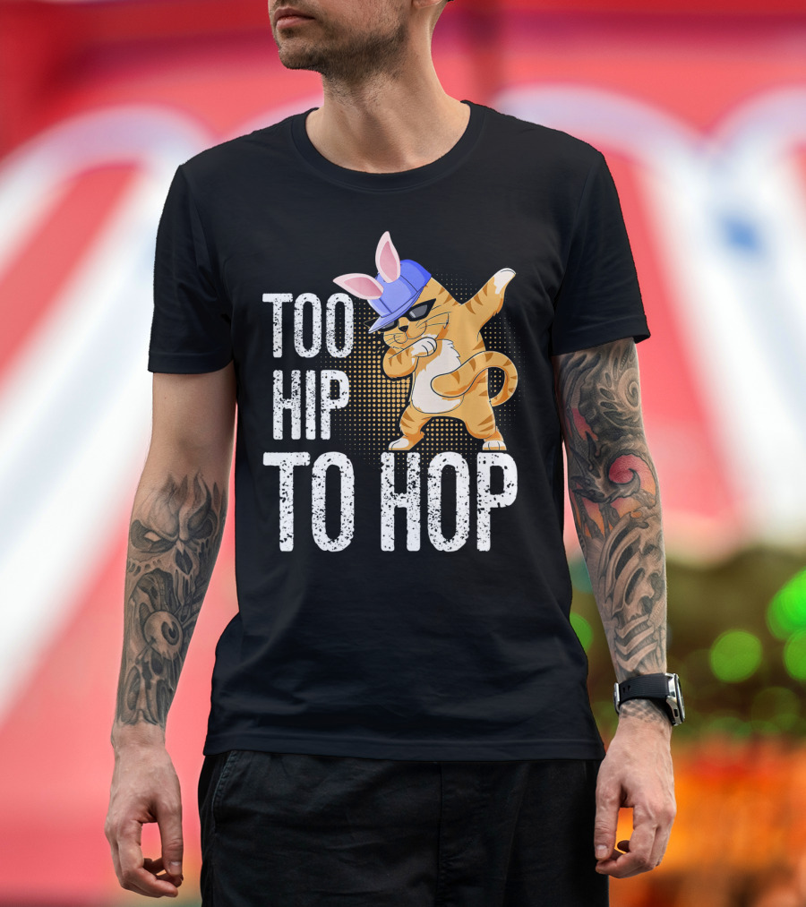 Too Hip to Hop Dabbing Cat Bunny Easter T-Shirt