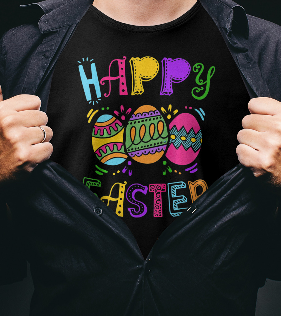 Happy Easter Colorful Bunny Eggs T-Shirt