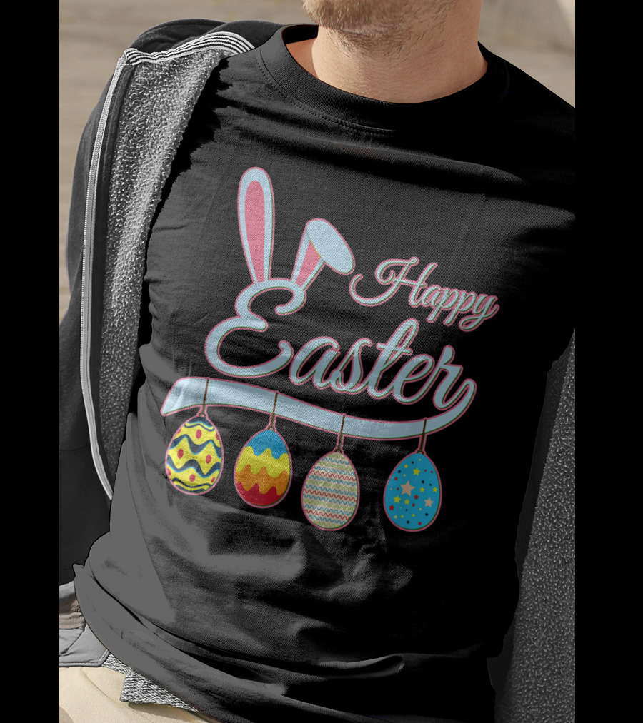 Happy Easter Bunny With Easter Eggs T-Shirt