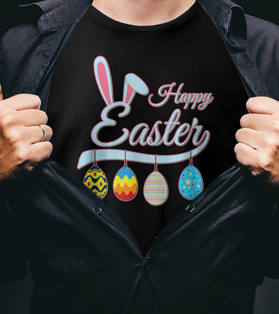 Happy Easter Bunny With Easter Eggs T-Shirt