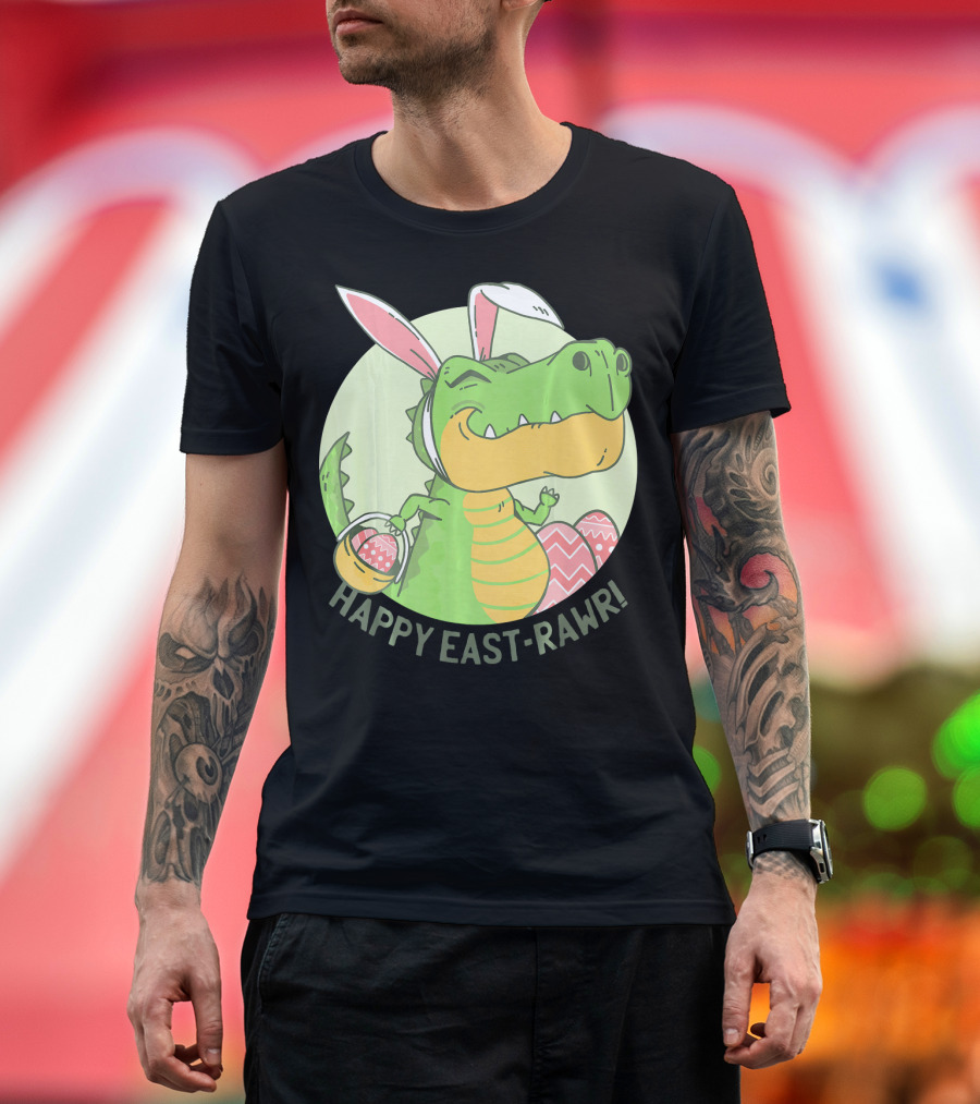 Happy East-RAWR Dinosaur Bunny T-Shirt