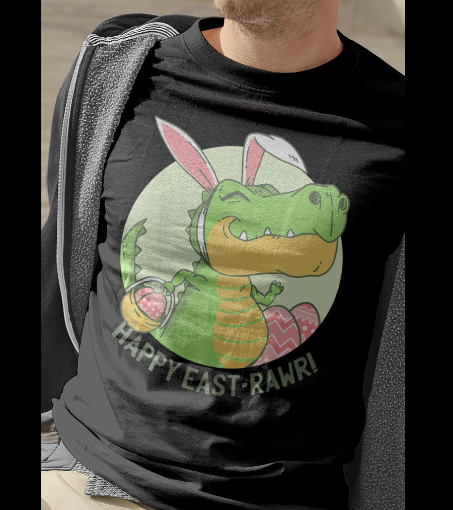 Happy East-RAWR Dinosaur Bunny T-Shirt