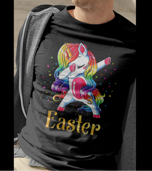 Easter Customized Personalized Rainbow Unicorn Dabbing T-Shirt